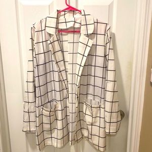 Black and white window pane blazer